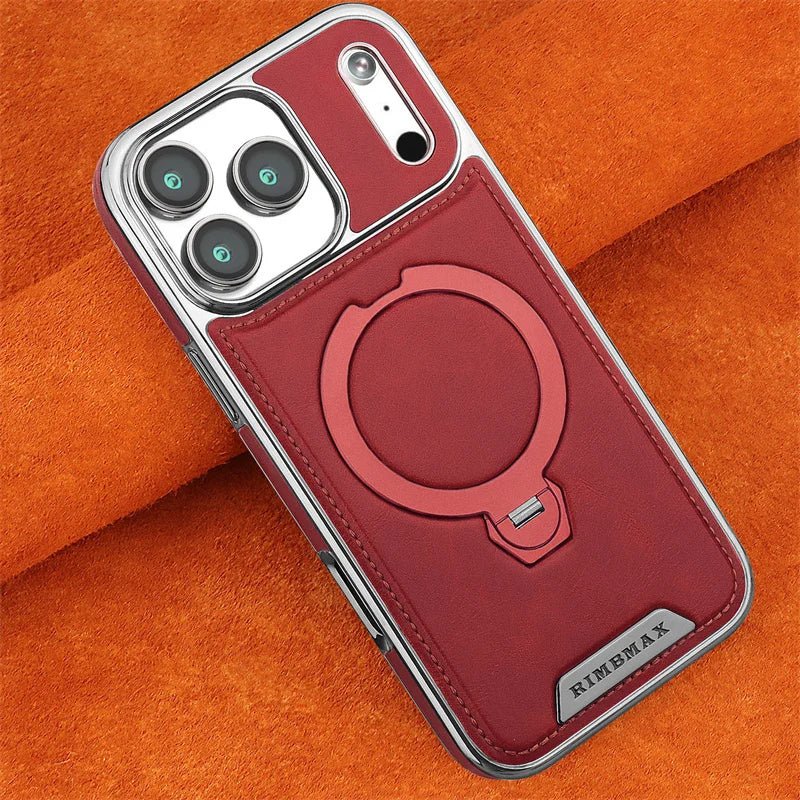 Magnetic Leather Ring Armor Case – Protective Rotating Holder for iPhone - The Armour Case