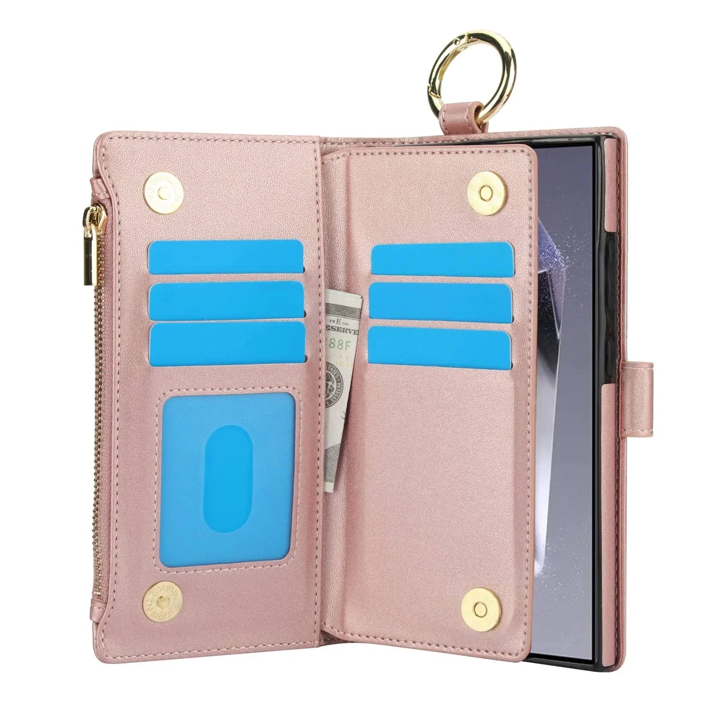 Magnetic Premium Zipper Wallet Case for Samsung Galaxy Ultra with RFID Protection