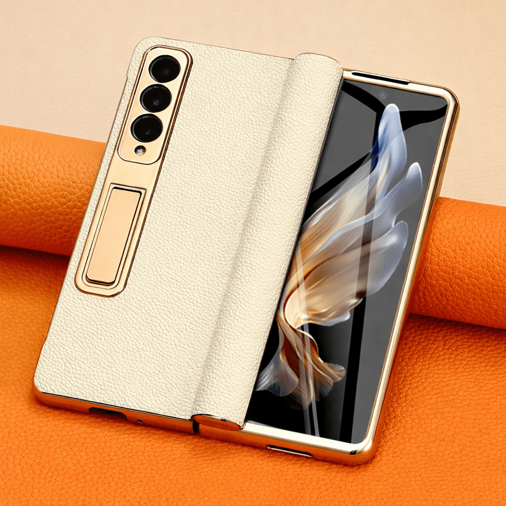 ArmourLuxe Leather Fold Magnetic Samsung Galaxy Case – Gold Hinge Protection - The Armour Case