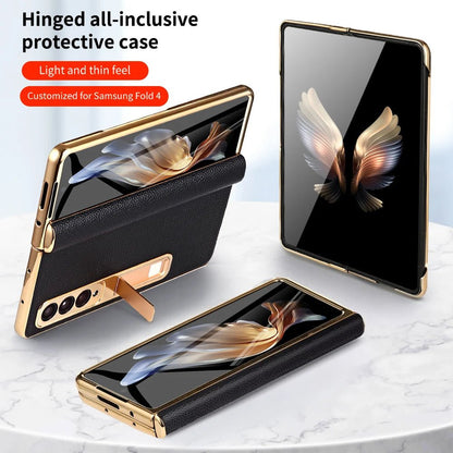 ArmourLuxe Leather Fold Magnetic Samsung Galaxy Case – Gold Hinge Protection - The Armour Case