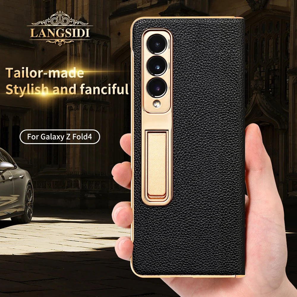 ArmourLuxe Leather Fold Magnetic Samsung Galaxy Case – Gold Hinge Protection - The Armour Case