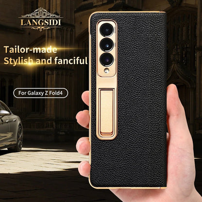 ArmourLuxe Leather Fold Magnetic Samsung Galaxy Case – Gold Hinge Protection - The Armour Case