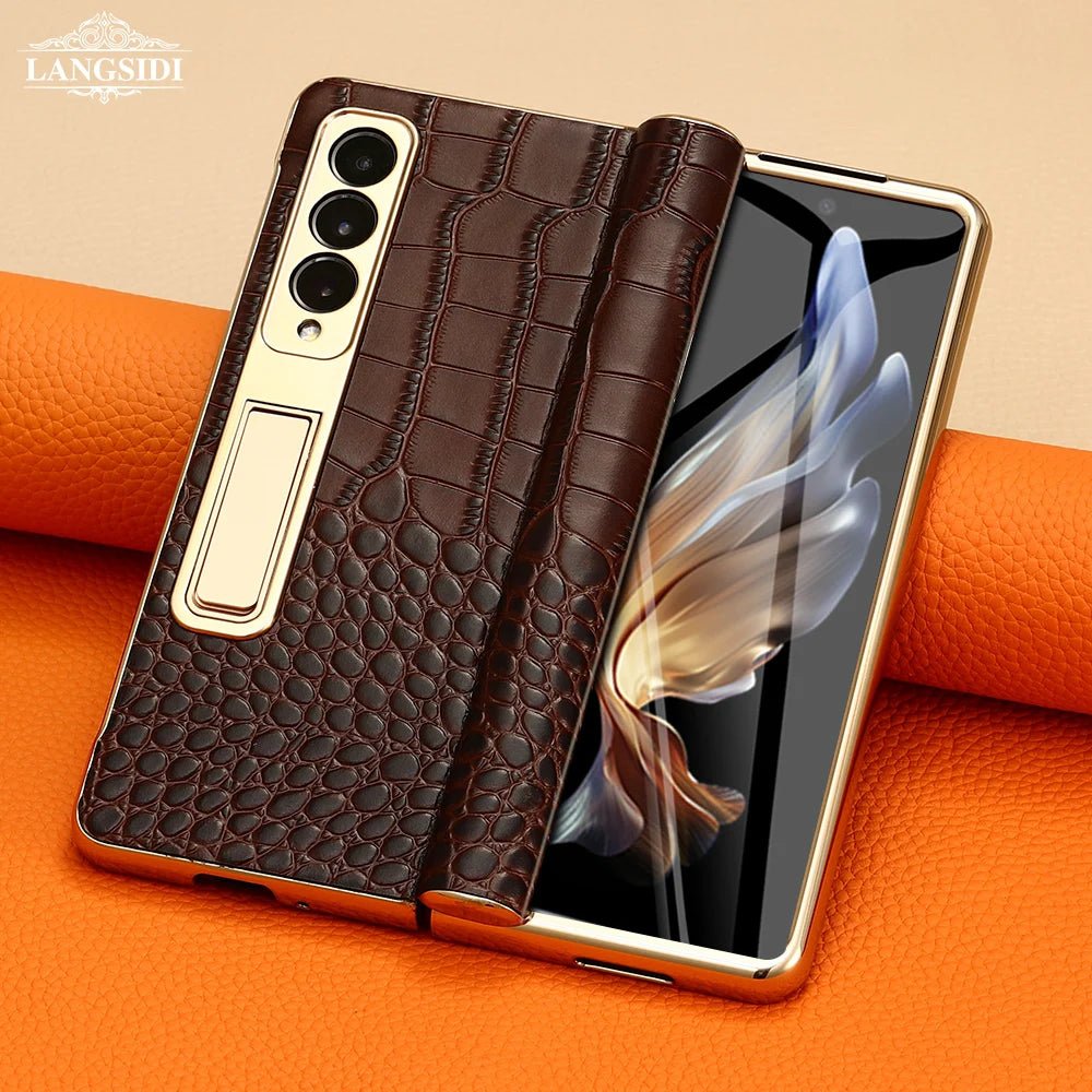 ArmourLuxe Leather Fold Magnetic Samsung Galaxy Case – Gold Hinge Protection - The Armour Case