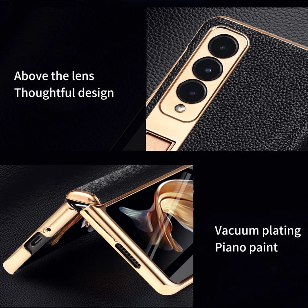 ArmourLuxe Leather Fold Magnetic Samsung Galaxy Case – Gold Hinge Protection - The Armour Case