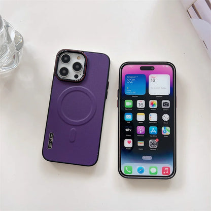 Axora Leather Magnetic Protective Phone Case With Lens Guard Structure Design