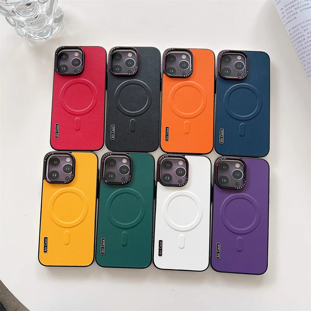 Axora Leather Magnetic Protective Phone Case With Lens Guard Structure Design