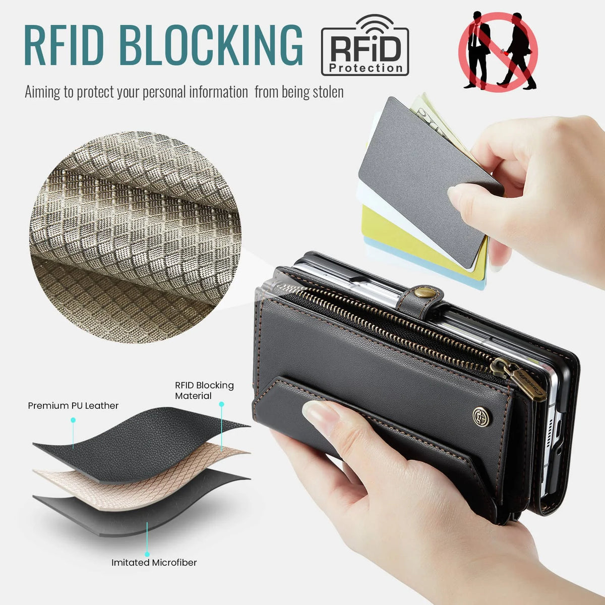 Luxury RFID Blocking Leather Wallet Case With Pen Holder For Samsung Galaxy Z Fold