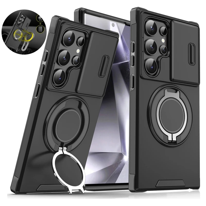TitanShield Slide Lens Armor Samsung Galaxy Case with Magnetic Ring Holder - The Armour Case