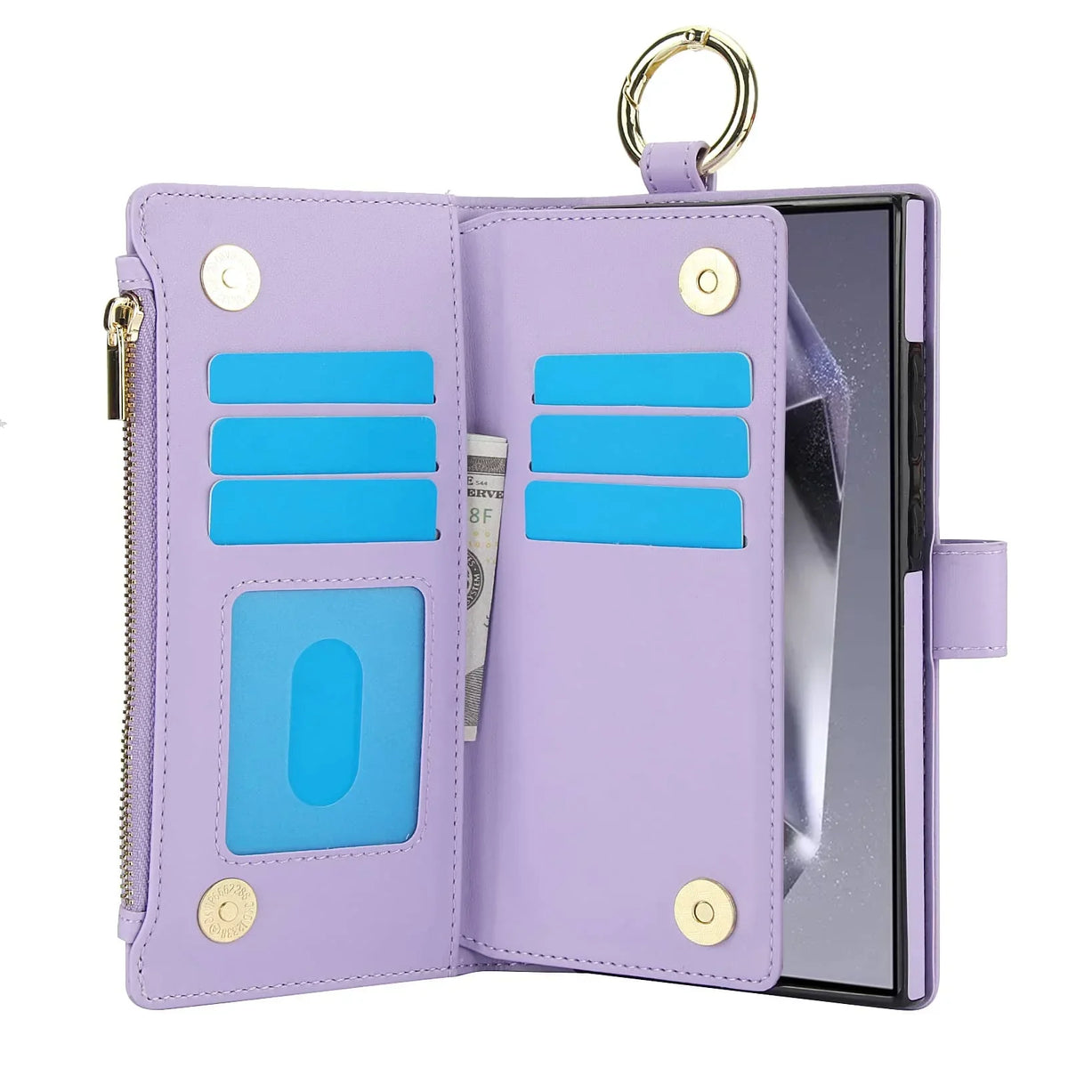 Magnetic Premium Zipper Wallet Case for Samsung Galaxy Ultra with RFID Protection
