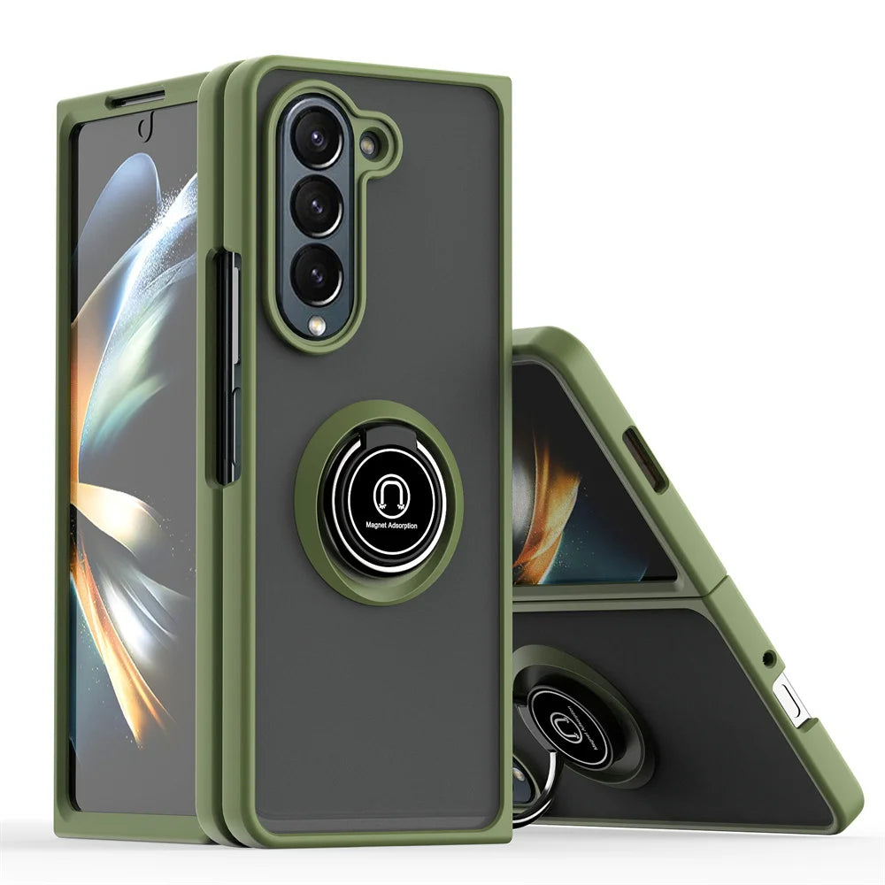 Matte Magnetic Rotating Ring Armor Case Built For Samsung Galaxy Z Fold