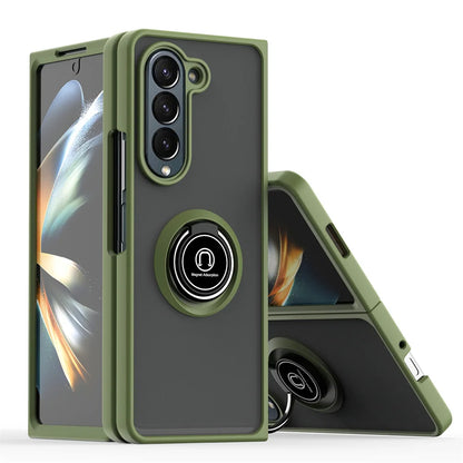 Matte Magnetic Rotating Ring Armor Case Built For Samsung Galaxy Z Fold