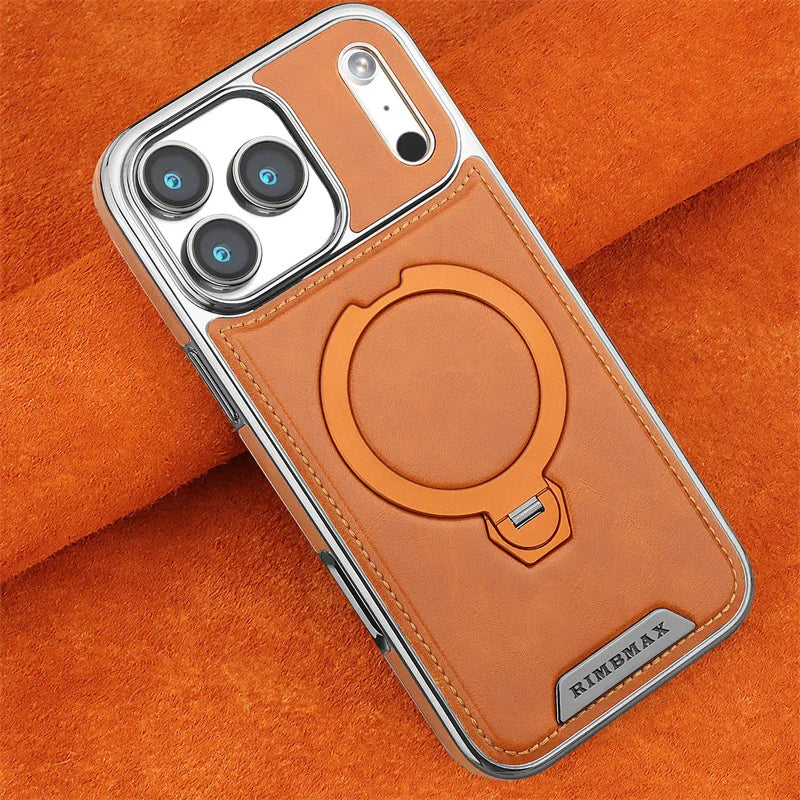 Premium Leather Rotating iPhone Case with Bracket Support
