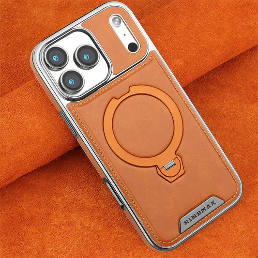 Premium Leather Rotating iPhone Case with Bracket Support