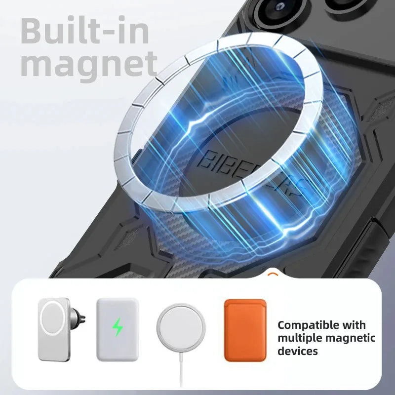 Onyx Reinforced Magnetic Armor Case With Integrated Stand For iPhone