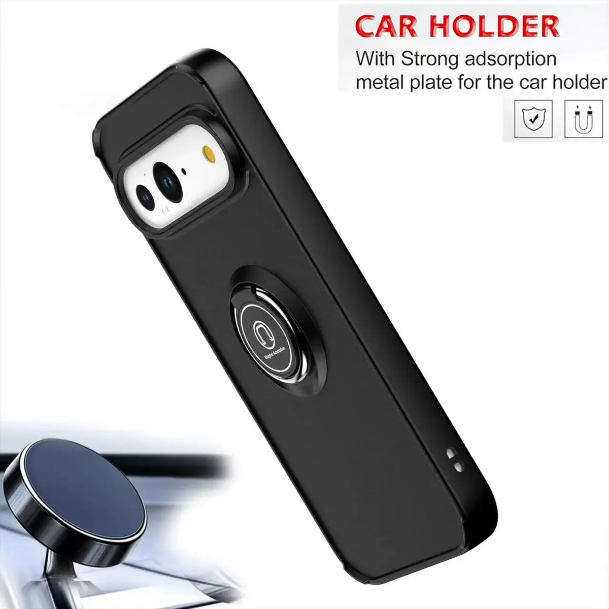 Matte Magnetic Armor Case With Ring Stand For Google Pixel