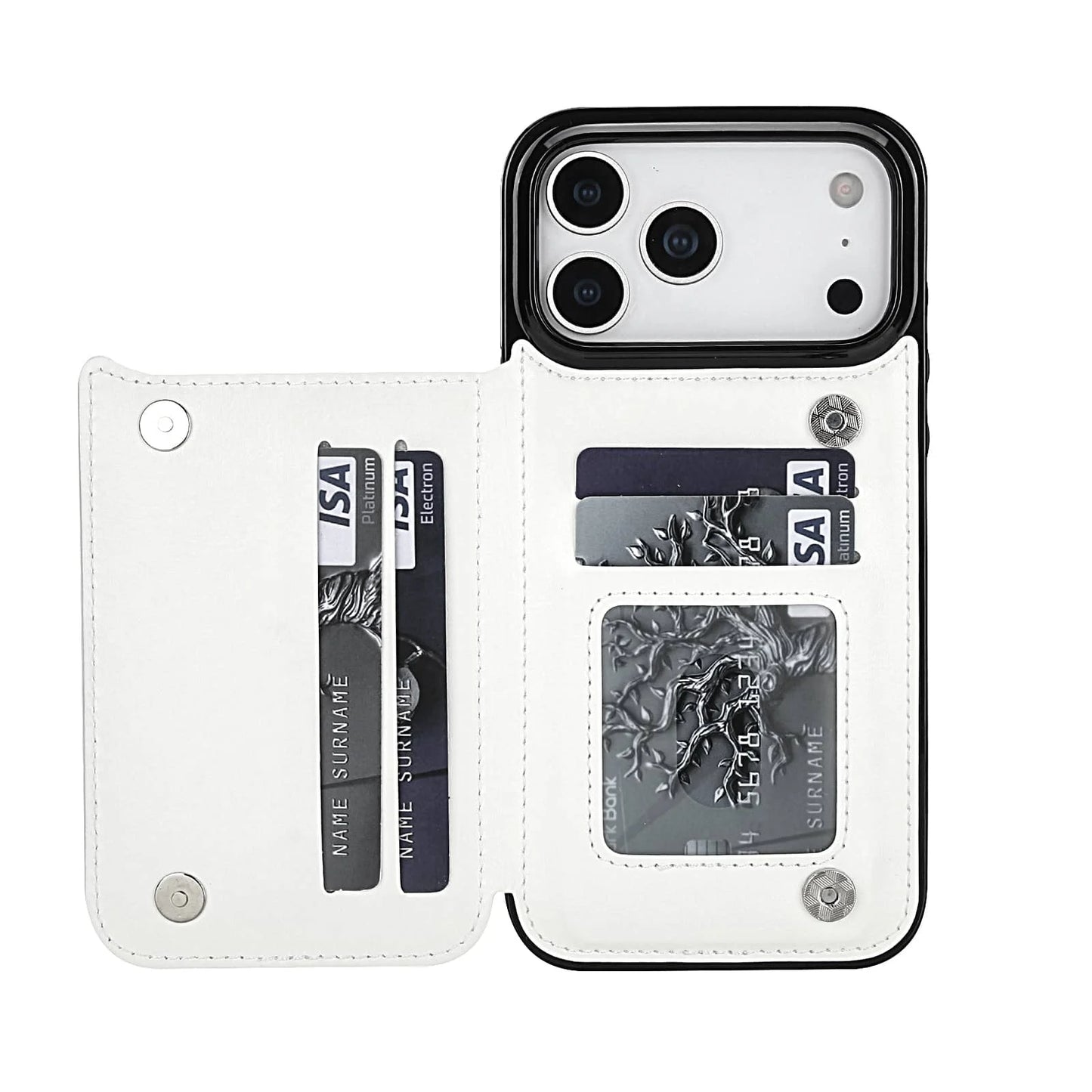 Rugged Magnetic Faux Leather Wallet Case With Secure Kickstand