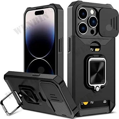 Ultimate Rugged Shield iPhone Case — Sliding Camera + Card Clip Protection