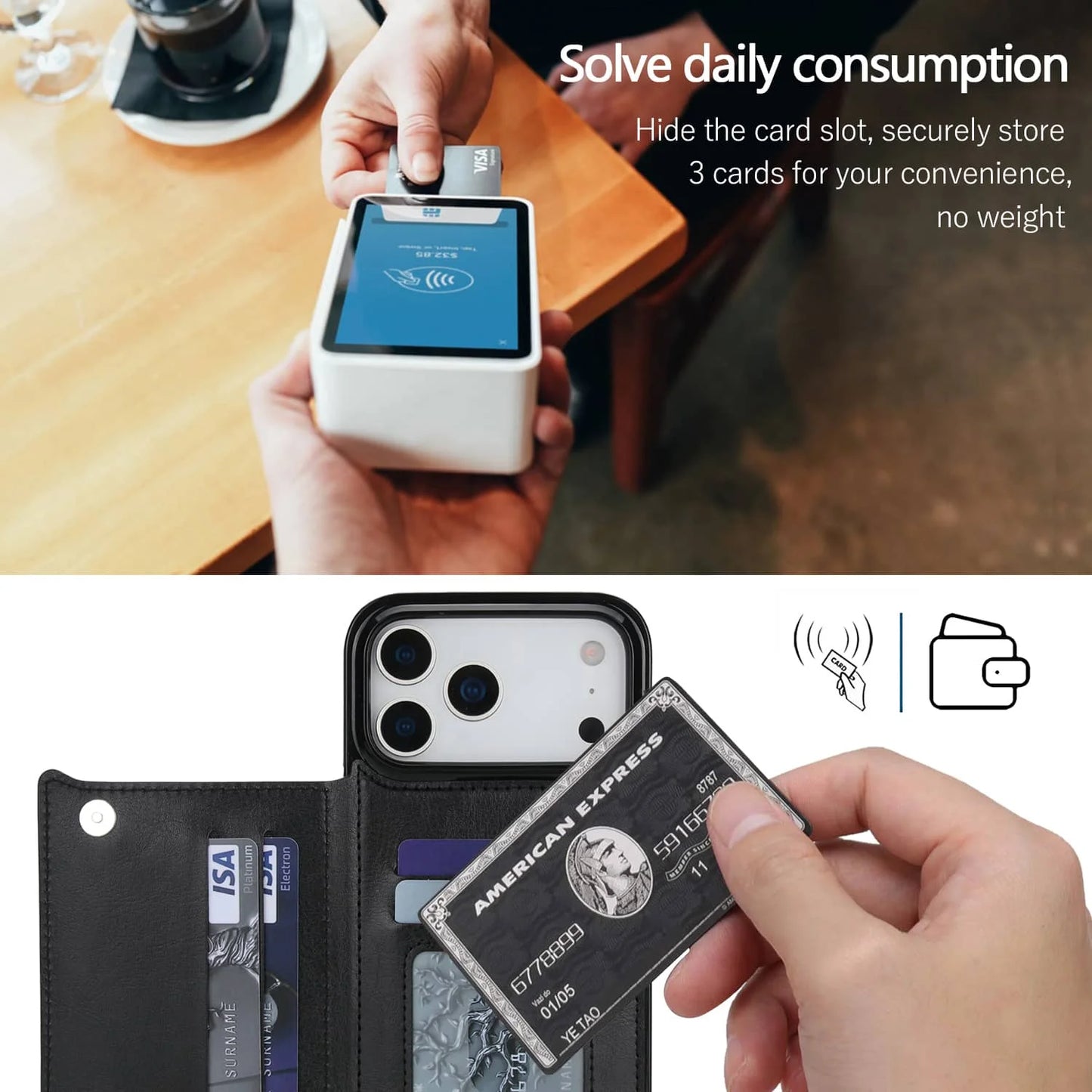 Rugged Magnetic Faux Leather Wallet Case With Secure Kickstand