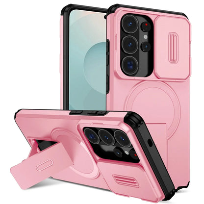 Premium Magnetic Sliding Window Bracket Case for Samsung Galaxy Phones