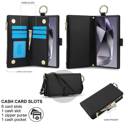 Magnetic Premium Zipper Wallet Case for Samsung Galaxy Ultra with RFID Protection
