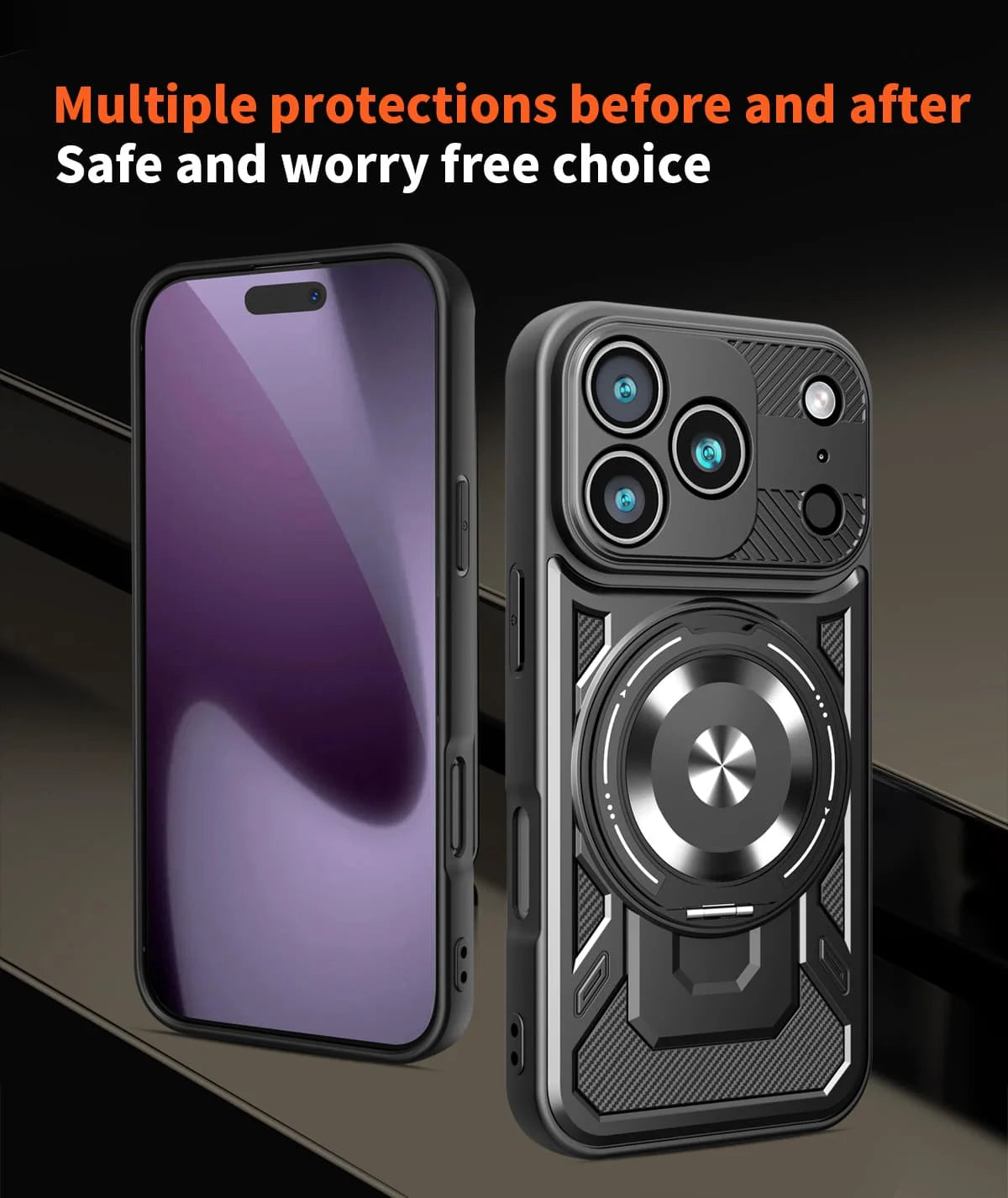 Bastionforge Magnetic Shockproof Ring Kickstand Armor Phone Case Protection