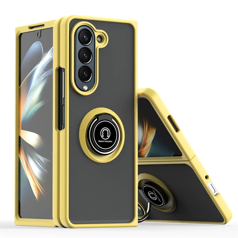 Matte Magnetic Rotating Ring Armor Case Built For Samsung Galaxy Z Fold