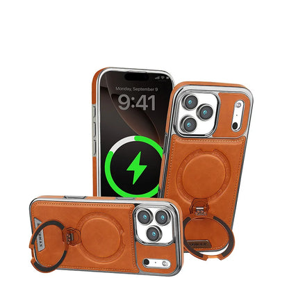 Premium Leather Rotating iPhone Case with Bracket Support