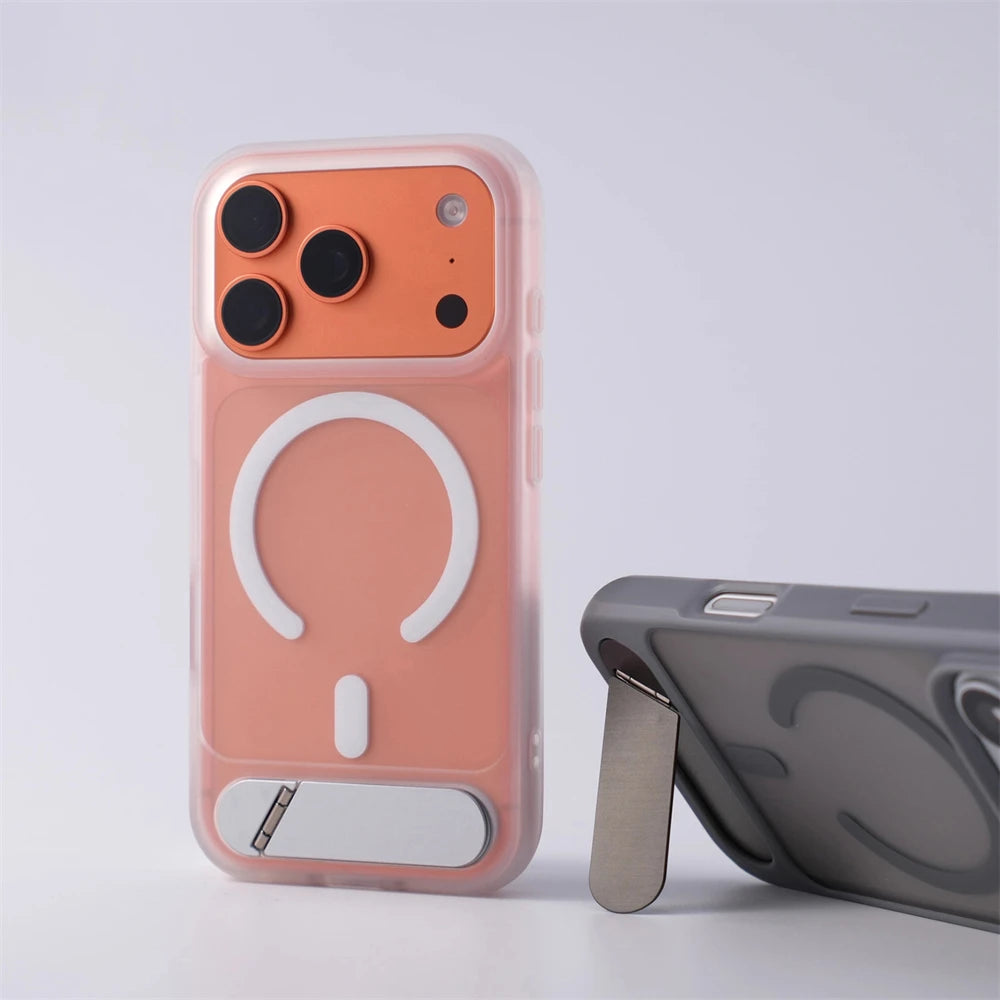 Aegis Matte Magnetic Armor Case With Integrated Stand For iPhone Protection