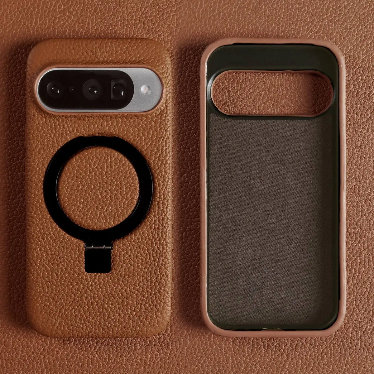ArmourLux Magnetic Ring Stand Leather Google Pixel Case – Shockproof Grip Holder