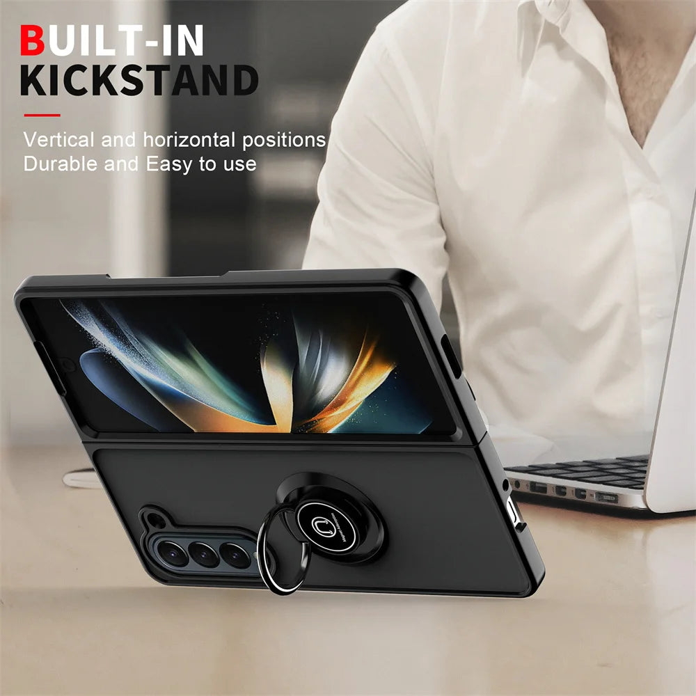 Matte Magnetic Rotating Ring Armor Case Built For Samsung Galaxy Z Fold