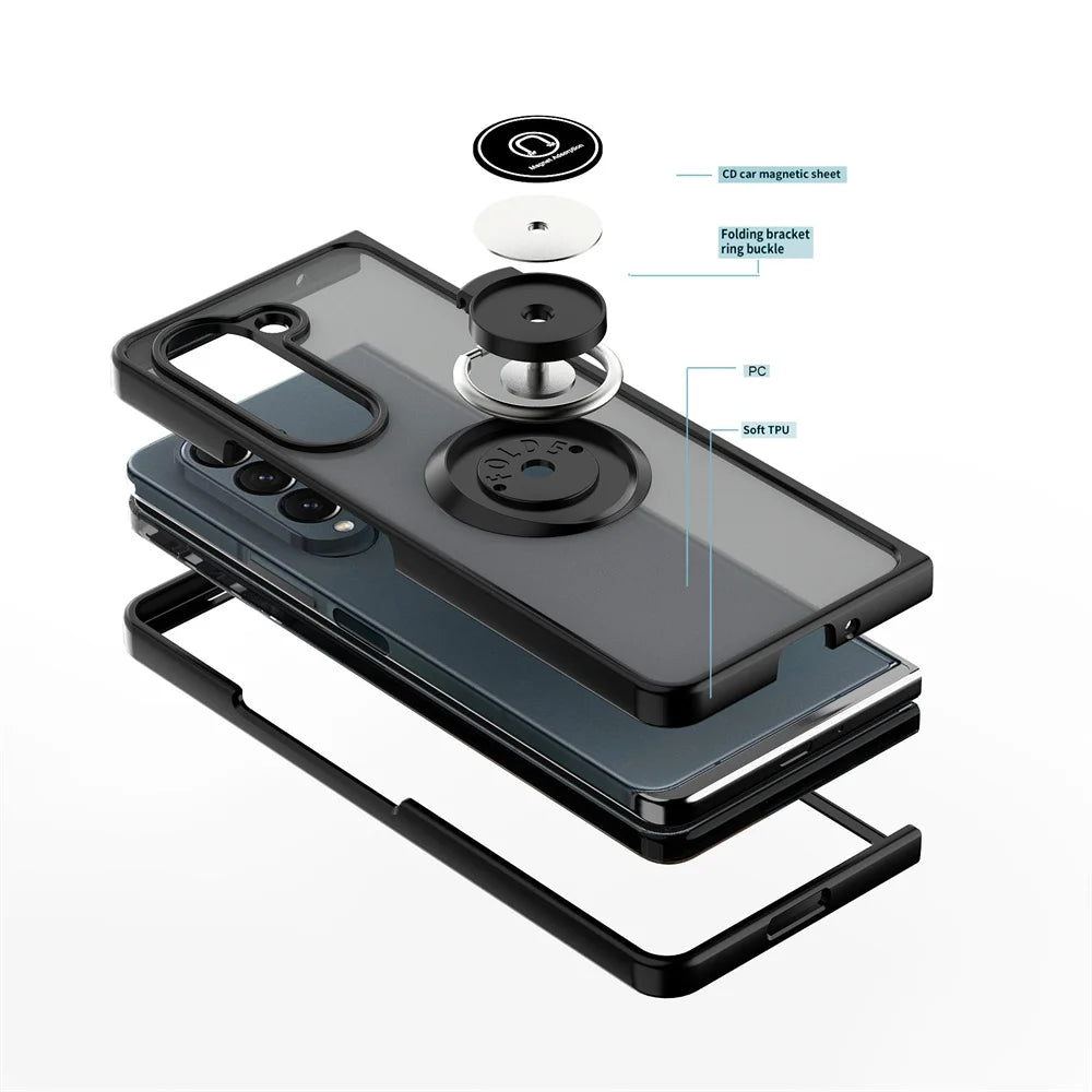 Matte Magnetic Rotating Ring Armor Case Built For Samsung Galaxy Z Fold