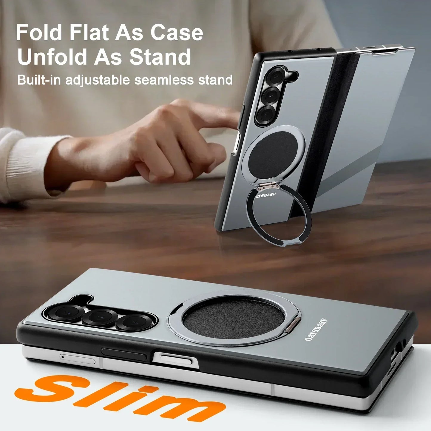 Magnetic 360° Rotating Leather Full-Body Kickstand Case for Samsung Galaxy Z Fold