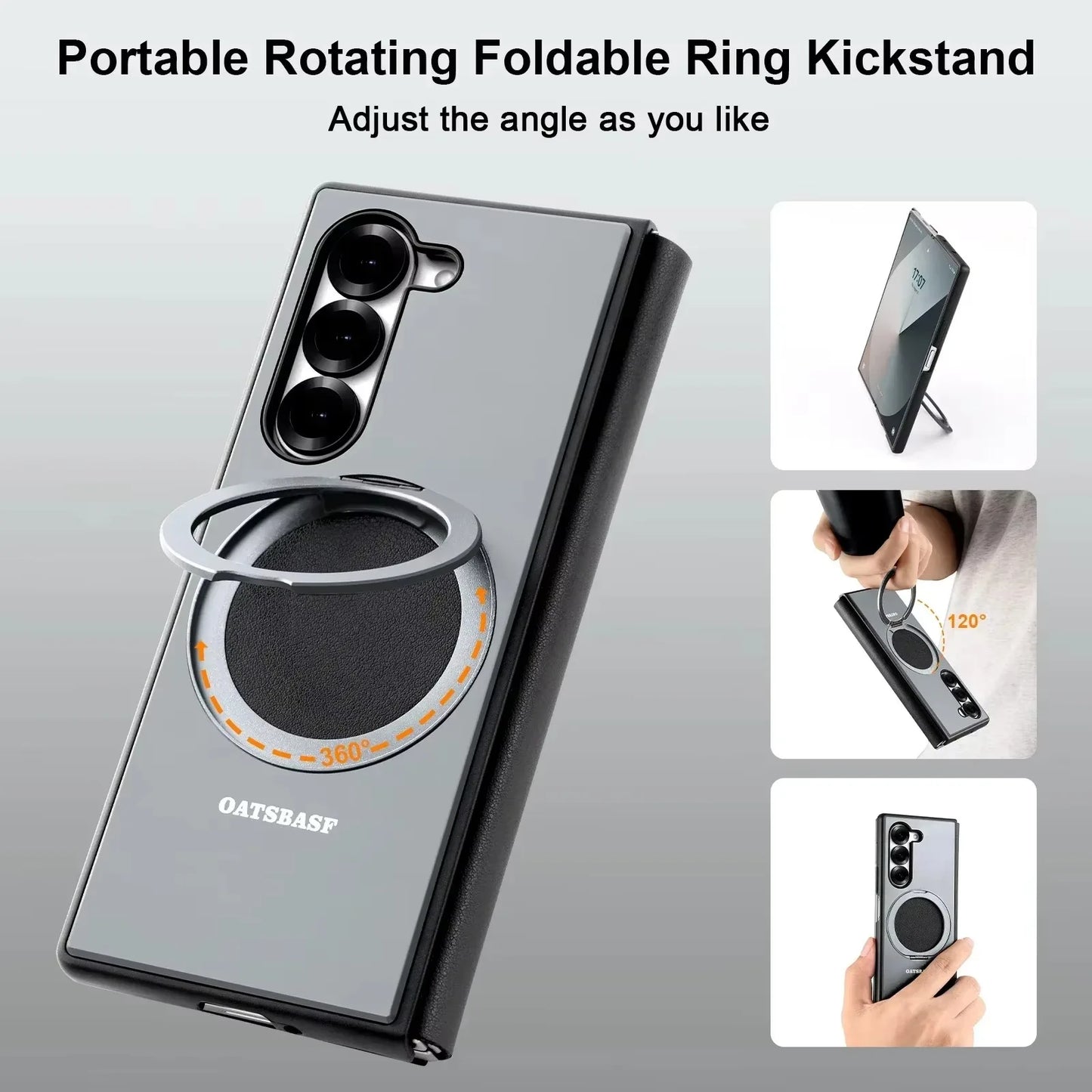 Magnetic 360° Rotating Leather Full-Body Kickstand Case for Samsung Galaxy Z Fold