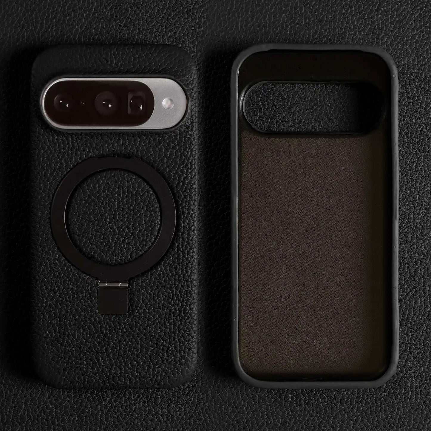 ArmourLux Magnetic Ring Stand Leather Google Pixel Case – Shockproof Grip Holder
