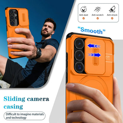 Premium Magnetic Sliding Window Bracket Case for Samsung Galaxy Phones
