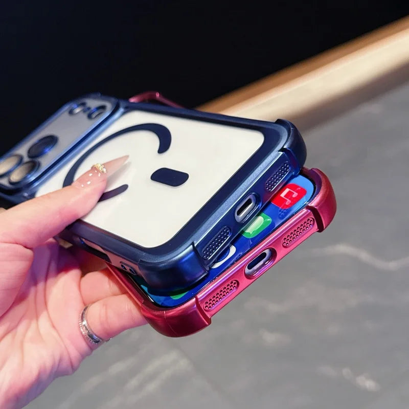 HaloRing Magnetic Matte Clear Bumper Case with Plated Frame Protection