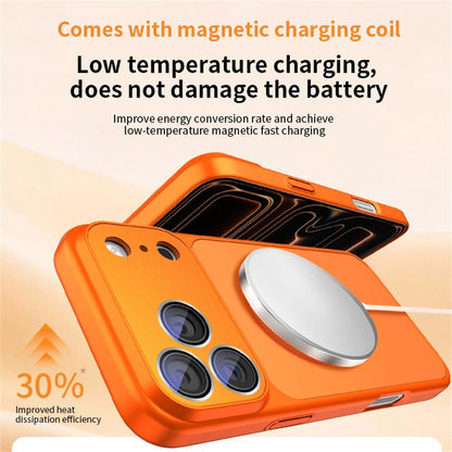 LuxeMag Orange Silicone Shield Case – Magnetic Camera Lens Protection for iPhone - The Armour Case