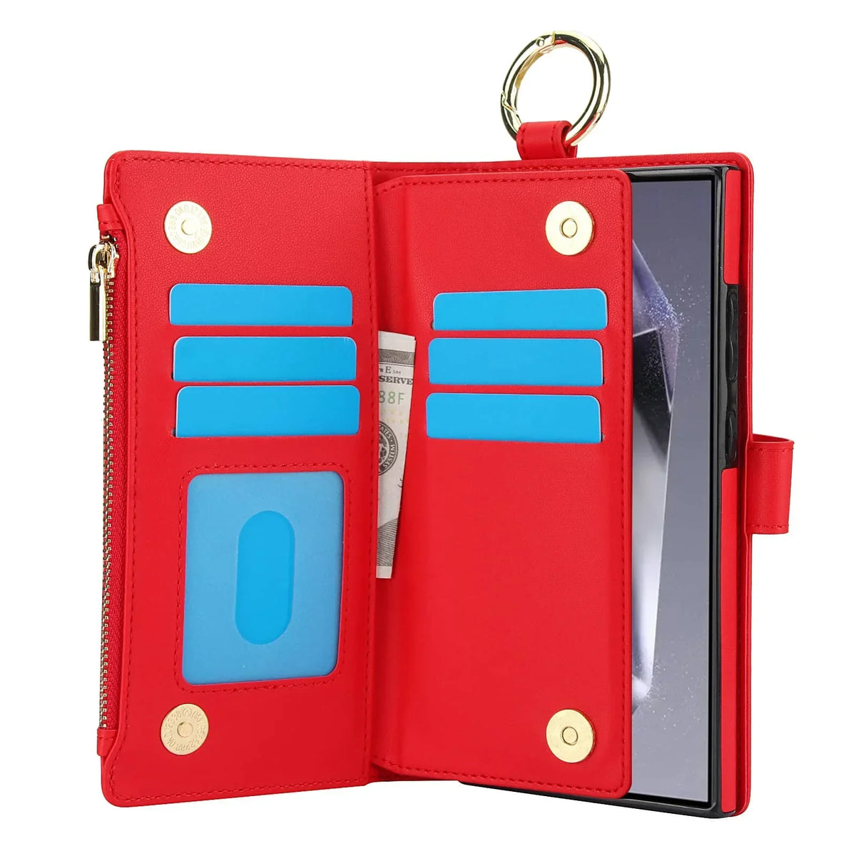 Magnetic Premium Zipper Wallet Case for Samsung Galaxy Ultra with RFID Protection