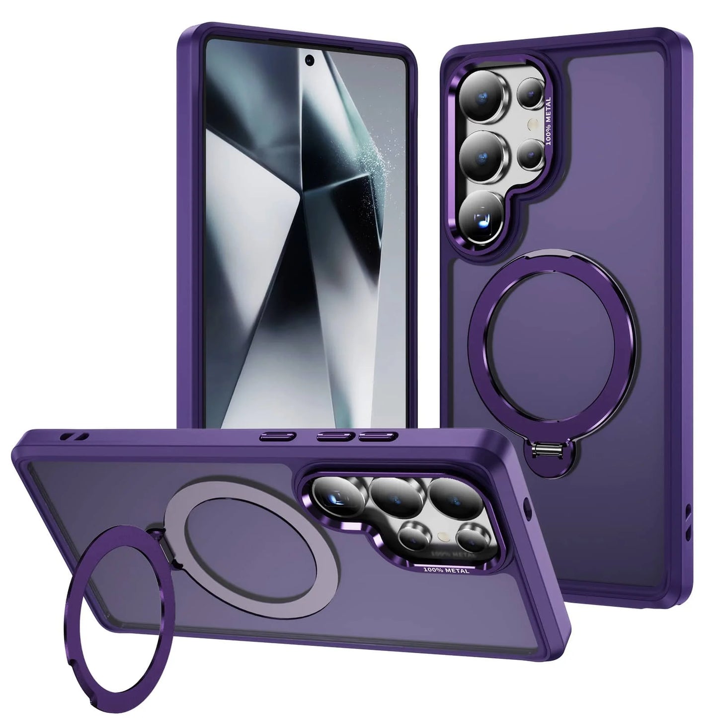 360° Magnetic Samsung Galaxy S23–S25 Ultra Case with Rotatable Ring