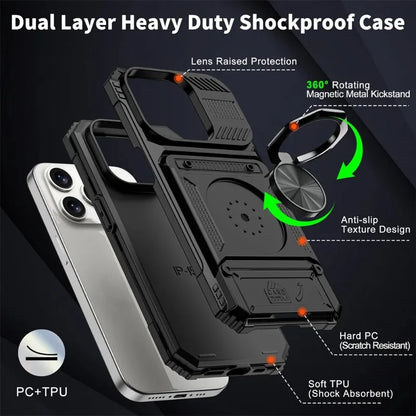 Heavy Duty iPhone Wallet Ring Kickstand Case