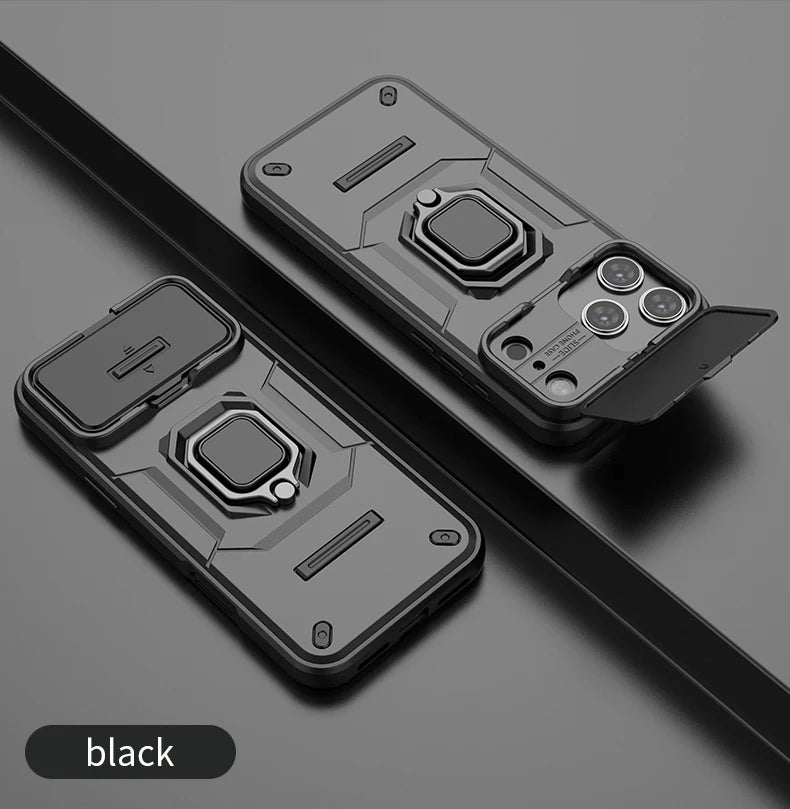 Veltrix Protective Matte Kickstand Lens Cover Case For iPhone Series