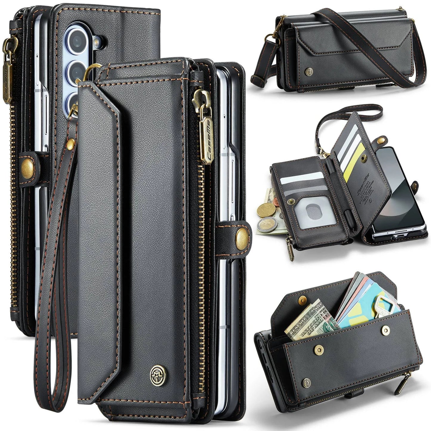 Luxury RFID Blocking Leather Wallet Case With Pen Holder For Samsung Galaxy Z Fold