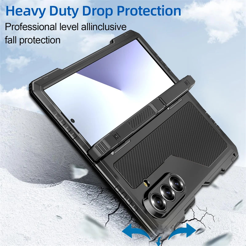 Heavy Duty Armor Aluminum Case With Kickstand For Samsung Galaxy Fold Flip