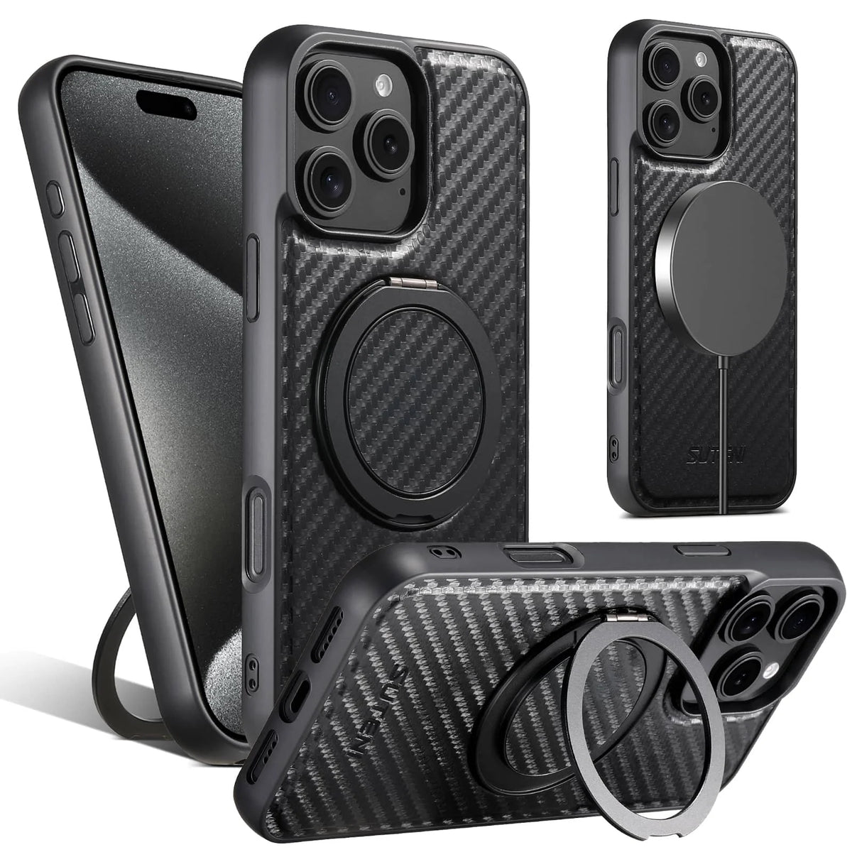 360° CarbonGuard Pro Magnetic Ring Armor for iPhone Case - The Armour Case