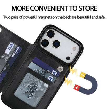 Rugged Magnetic Faux Leather Wallet Case With Secure Kickstand