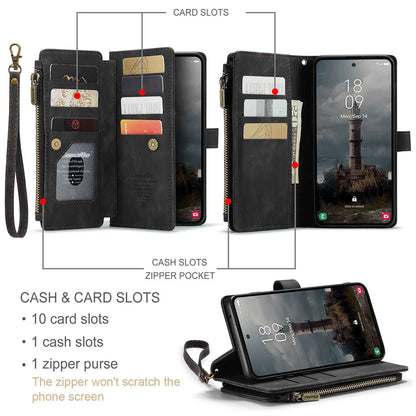 Magnetic Wallet Case with Zipper Card Holder for Galaxy A-Series