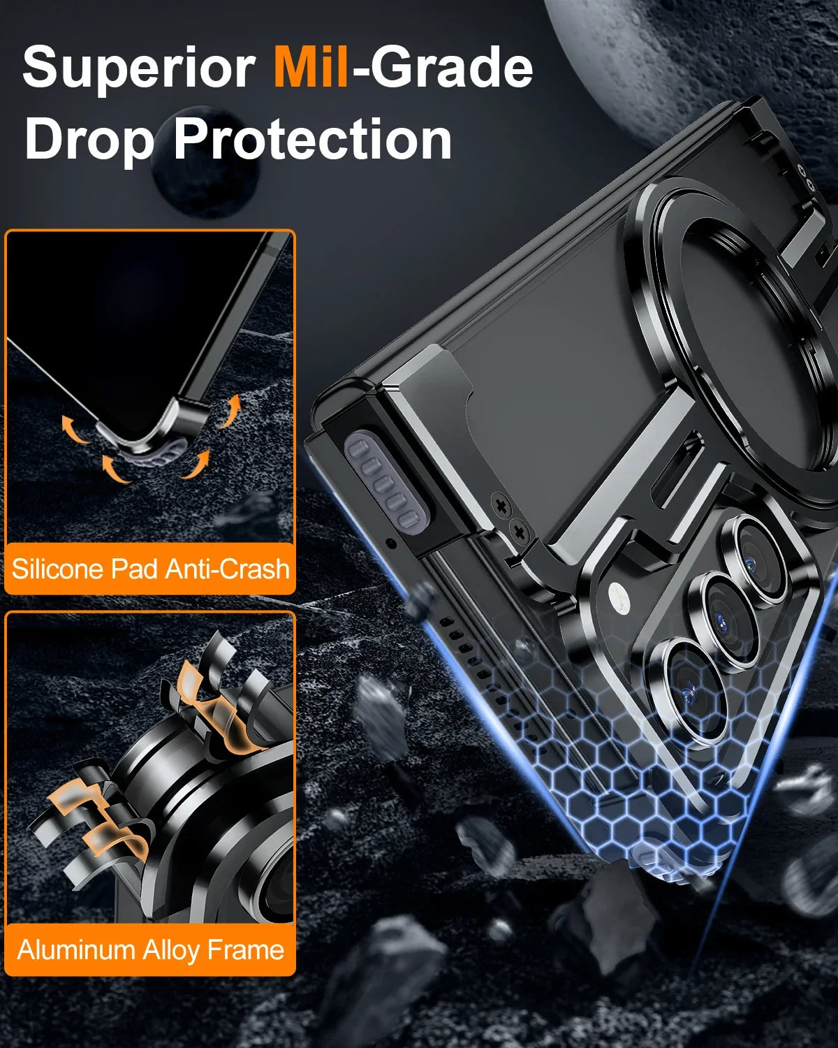 Magnetic Rotating Ring Stand Case for Samsung Galaxy Z Fold 7