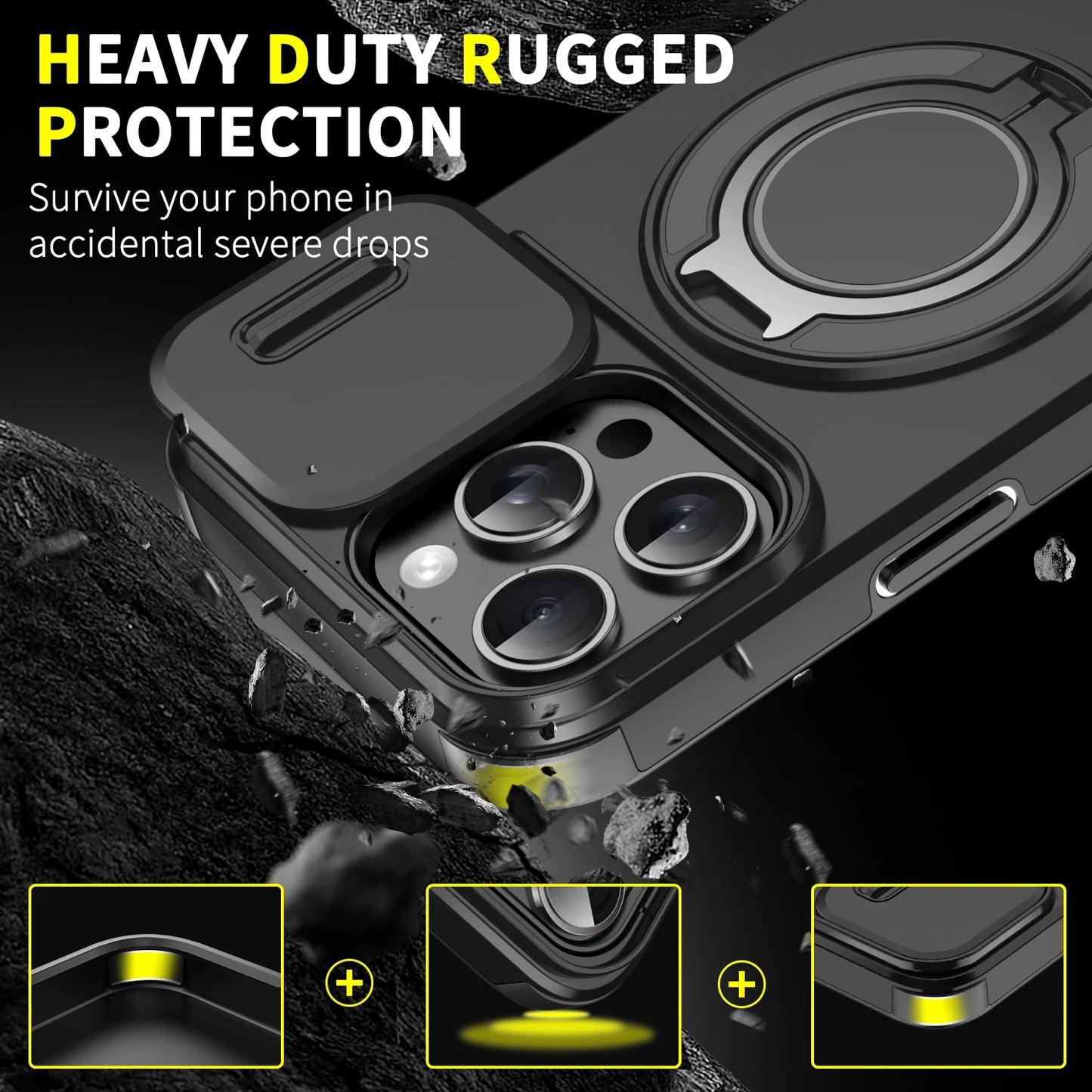 Heavy Duty Rugged Stand Slide Camera iPhone Case