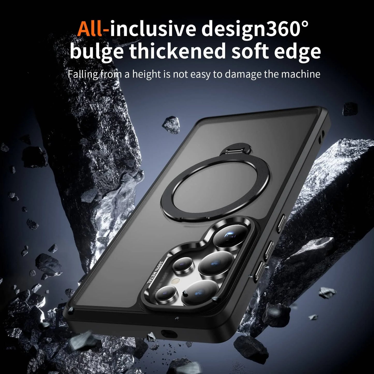 360° Magnetic Samsung Galaxy S23–S25 Ultra Case with Rotatable Ring