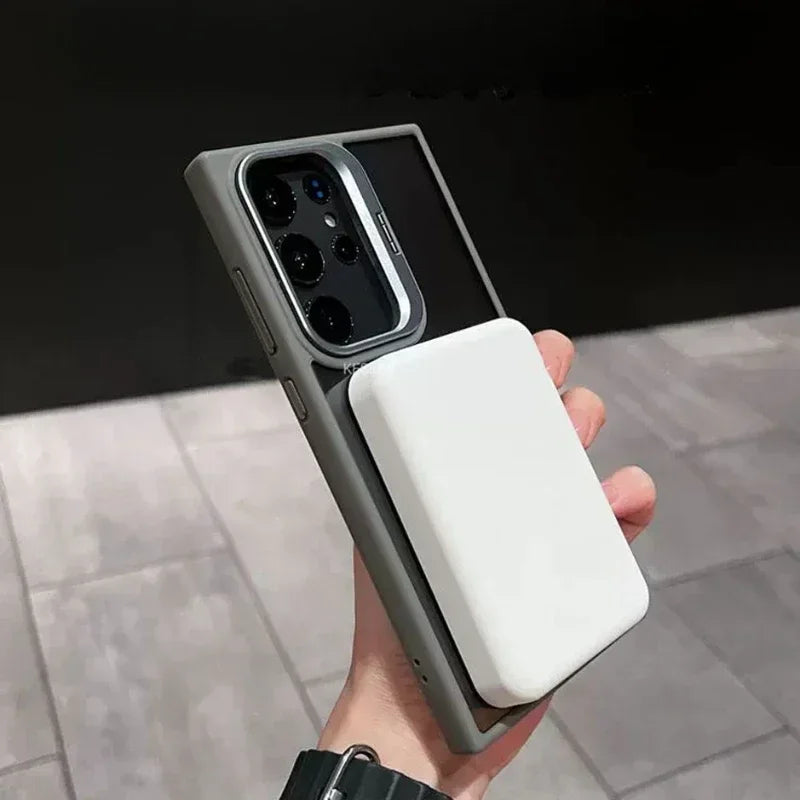 Magnetic Wireless Charging Shockproof Clear Stand Case for Samsung Galaxy